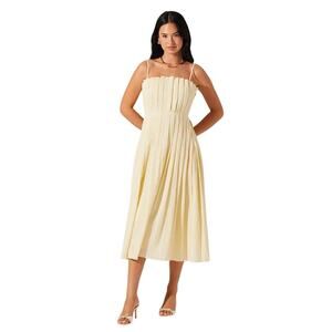 ASTR THE LABEL Women's Sunny Pleated Midi Dress Size M In Soft Yellow